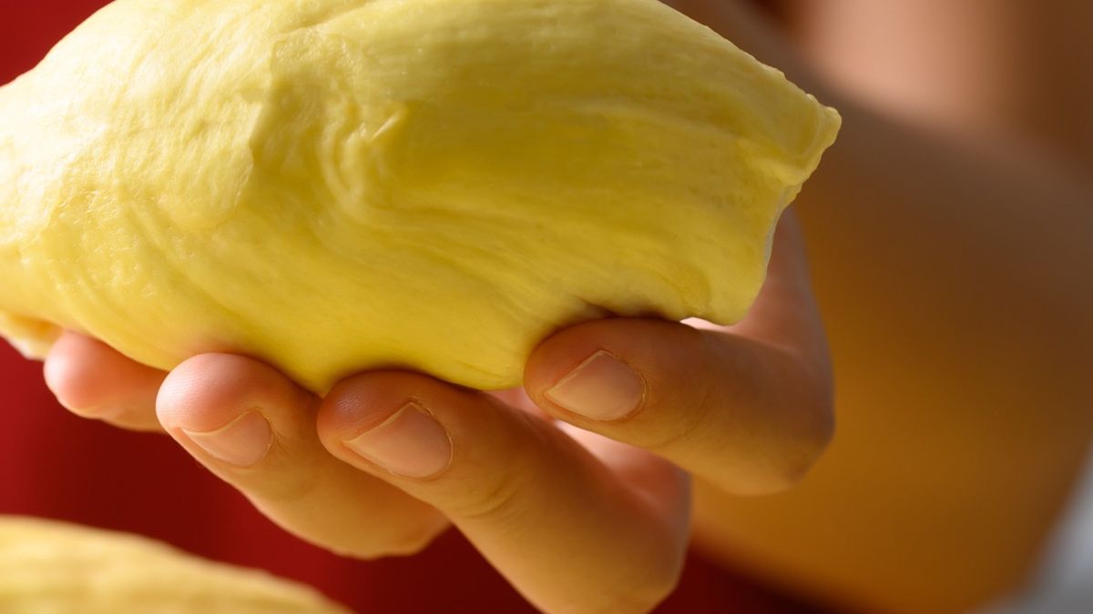 Kobieta trzymająca w ręce duriana