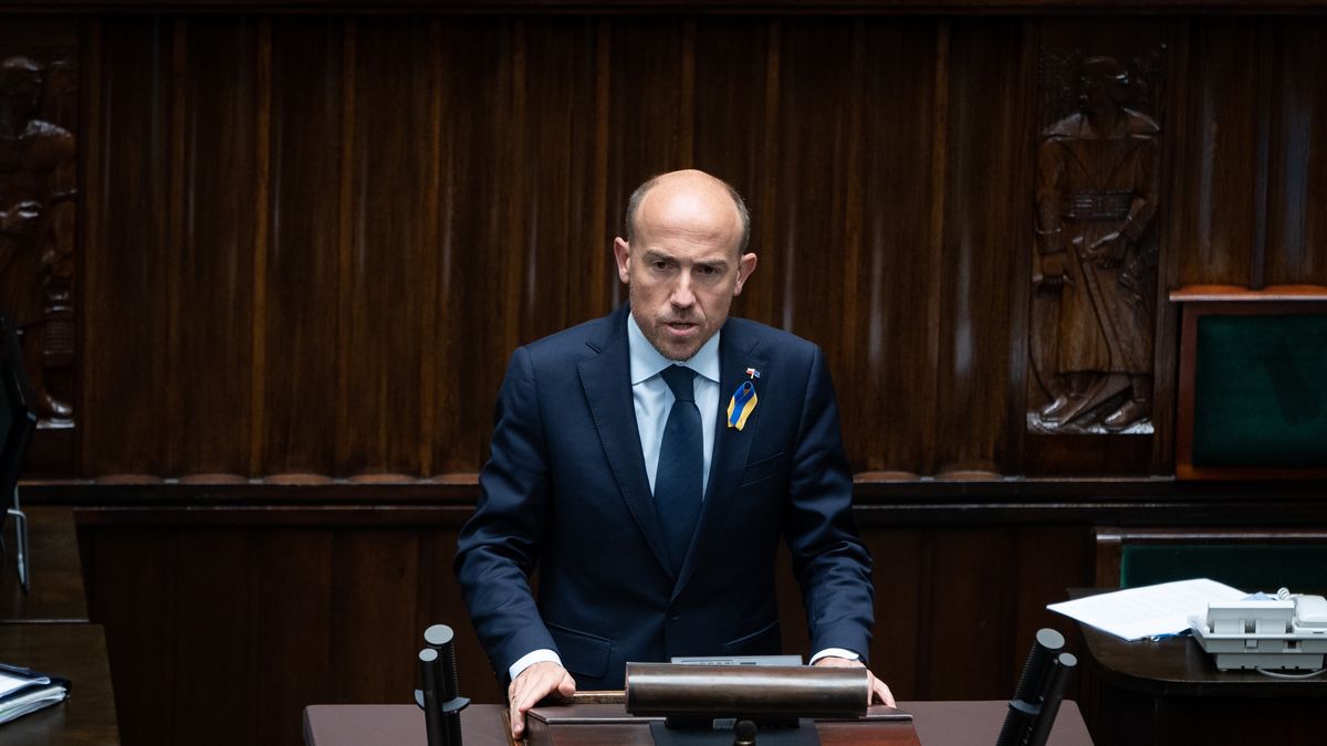 Chairman of Civic Platform Borys Budka, during the 49th session of the Sejm (lower house) in Warsaw, Poland, on 24 February 2022. Polish Parliament has passed a resolution condemning Russian aggression against Ukraine and calling on the international community to impose tough sanctions on Moscow. (Photo by Mateusz Wlodarczyk/NurPhoto via Getty Images)