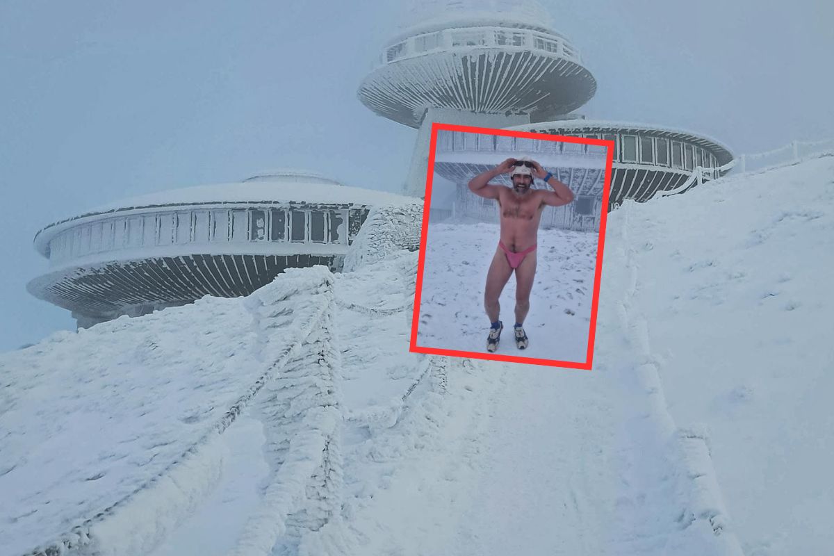 Aktor pokazał nagranie. Wbiegł na Śnieżkę w samej bieliźnie