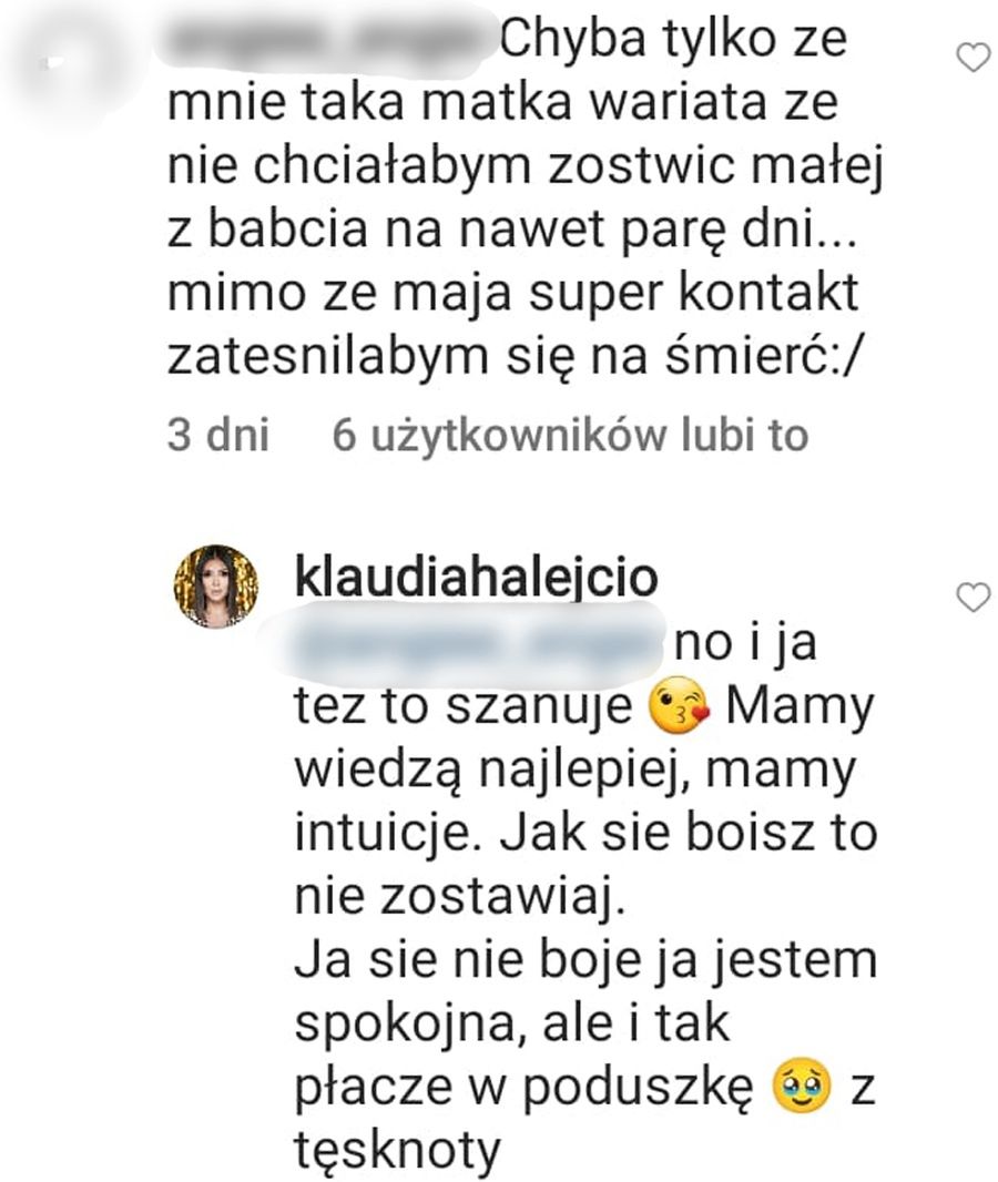 Klaudia Halejcio nie zabrała dziecka na majówkę 