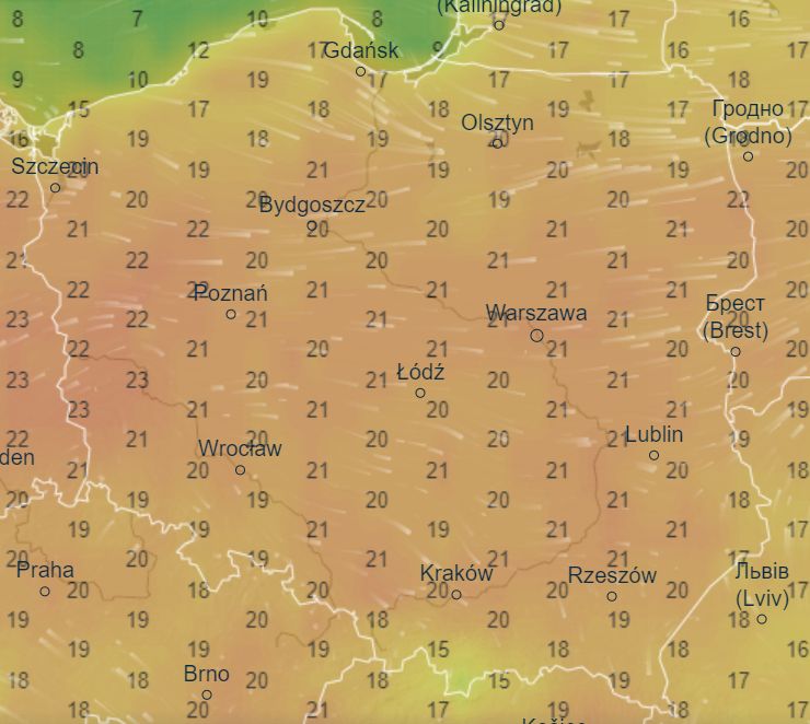 Temperatury 18 kwietnia w Polsce