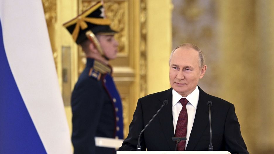 TemporaryRussian President Vladimir Putin delivers his speech as he attends a ceremony to receive credentials from newly appointed foreign ambassadors to Russia in the Kremlin, in Moscow, Russia, Tuesday, Sept. 20, 2022. (Pavel Bednyakov, Sputnik, Kremlin Pool Photo via AP)Pavel Bednyakov