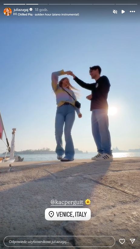 Julia Żugaj w Wenecji z Kacprem Dworniczakiem