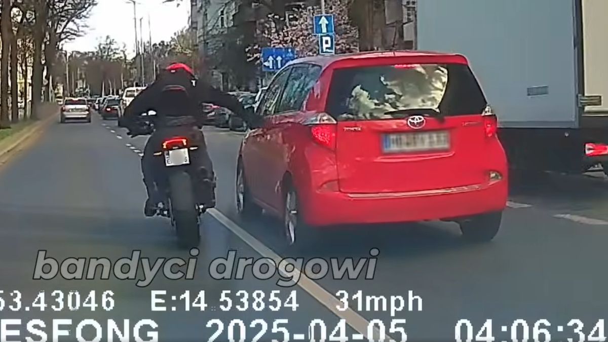 Atak motocyklisty w Szczecinie.