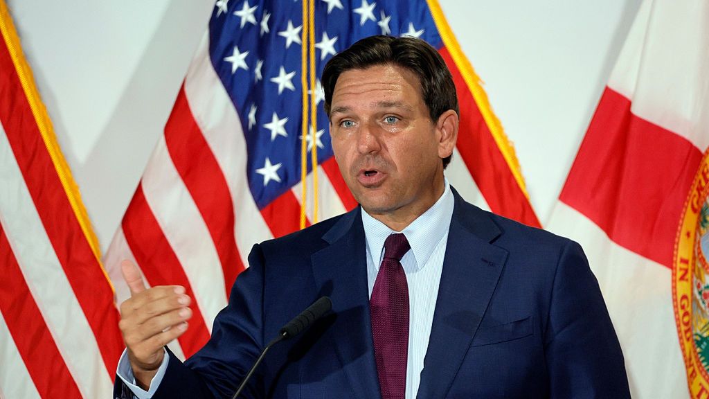 US-NEWS-FLA-REDISTRICTING-FL
Florida Gov. Ron DeSantis speaks during a news conference at Palm Beach State College, west of Lake Worth, Florida, on Wednesday, Aug. 20, 2025. (Amy Beth Bennett/South Florida Sun Sentinel/Tribune News Service via Getty Images)
South Florida Sun-Sentinel
ì government, republican, democrat, jerrymandering ì, college, immigration