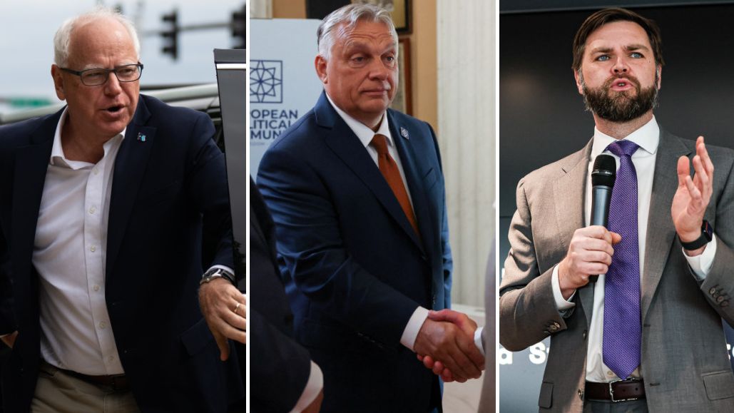 Tim Walz (po lewej) nazwał Orbana "dyktatorem". Węgierskiego premiera broni z kolei J.D. Vance (po prawej)
