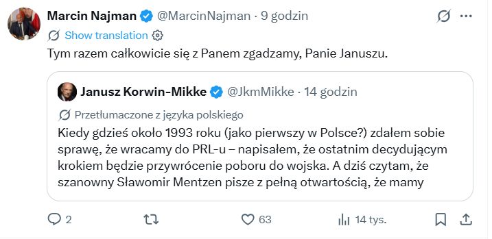 Marcin Najman post na platformie X