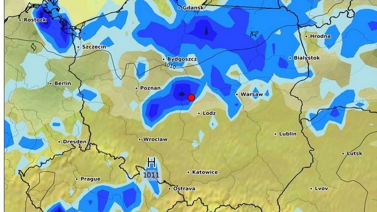 Na północy Polski spodziewane są opady