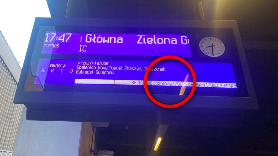 Pociąg Intercity do Zielonej Góry był opóźniony 150 minut 