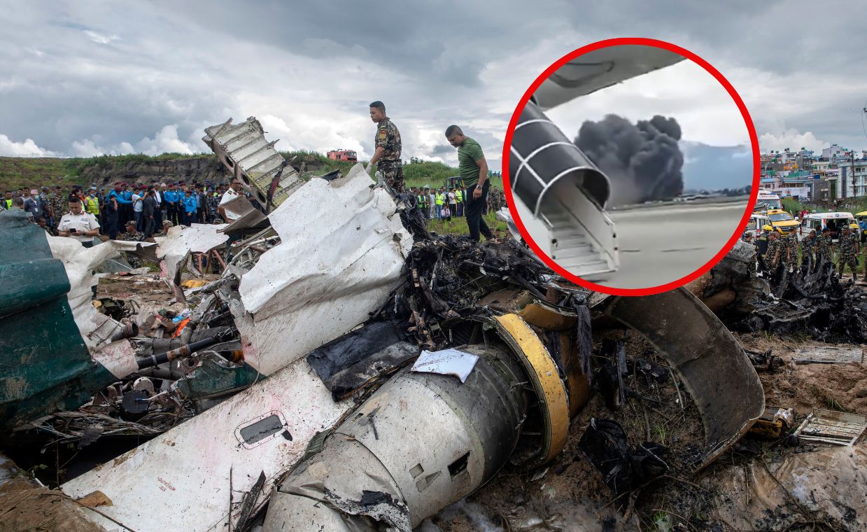 Cameras captured the moment of the plane crash in Nepal