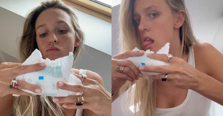 Aleksandra Żebrowska roluje pieluchę w reklamie biżuterii. Fanki zachwycone: "Kocham Cię za DYSTANS". Wyszło zabawnie? (WIDEO)