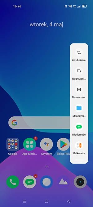 pasek boczny realme UI