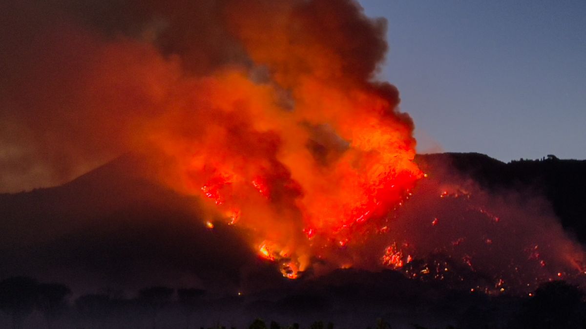 Płonie roślinność na zboczach Wezuwiusza