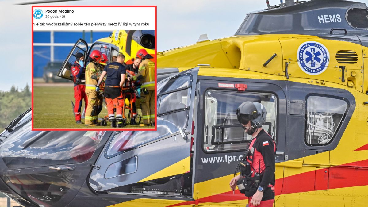 Helikopter LPR przetransportował piłkarza do szpitala