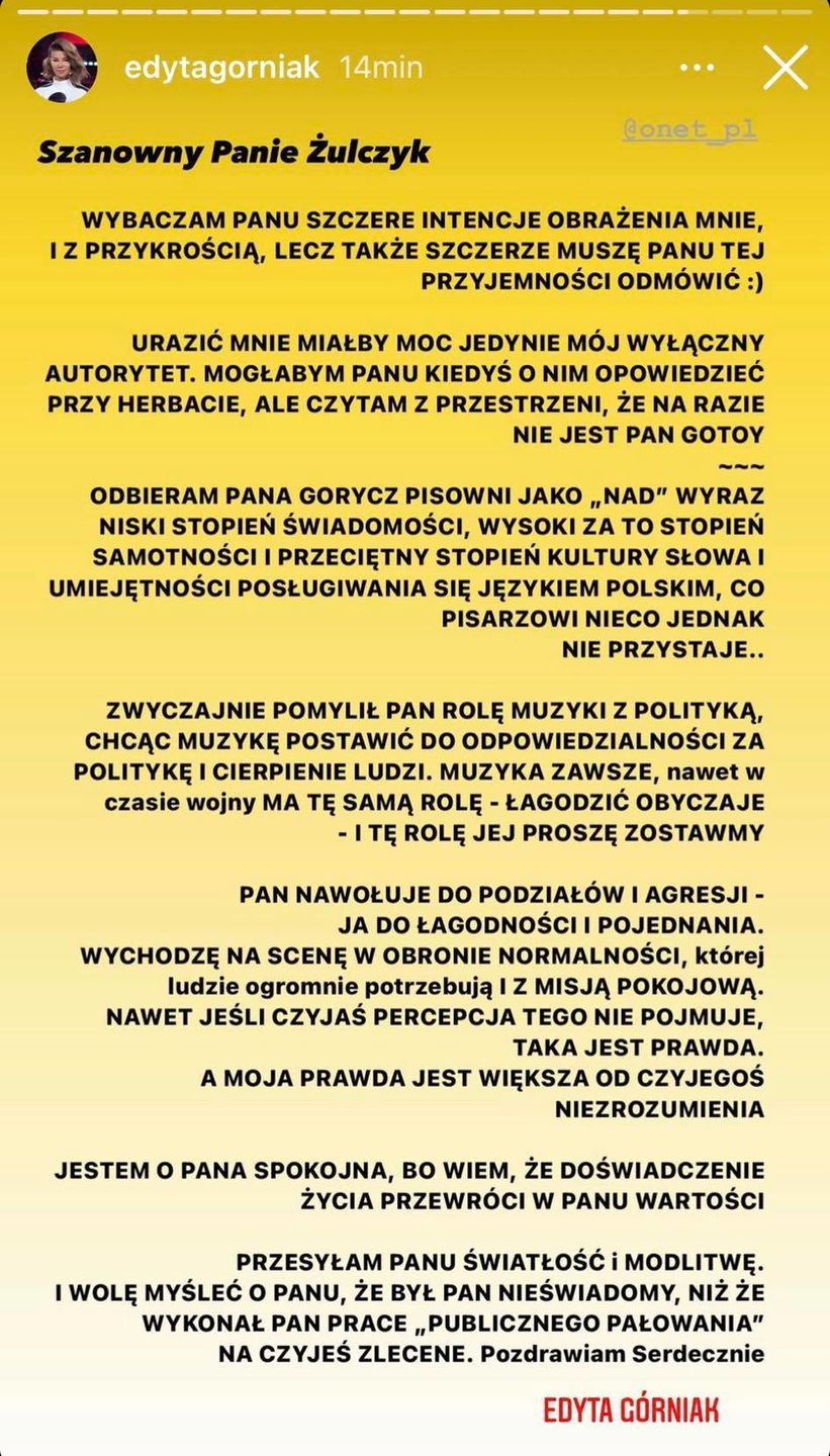 Wpis Edyty Górniak