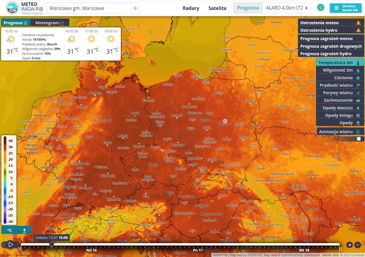 Mapa temperatury IMGW-PIB