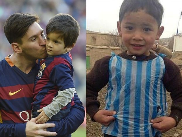 Chłopiec zrobił sobie "koszulkę" Messiego z reklamówki. Szukał go cały świat