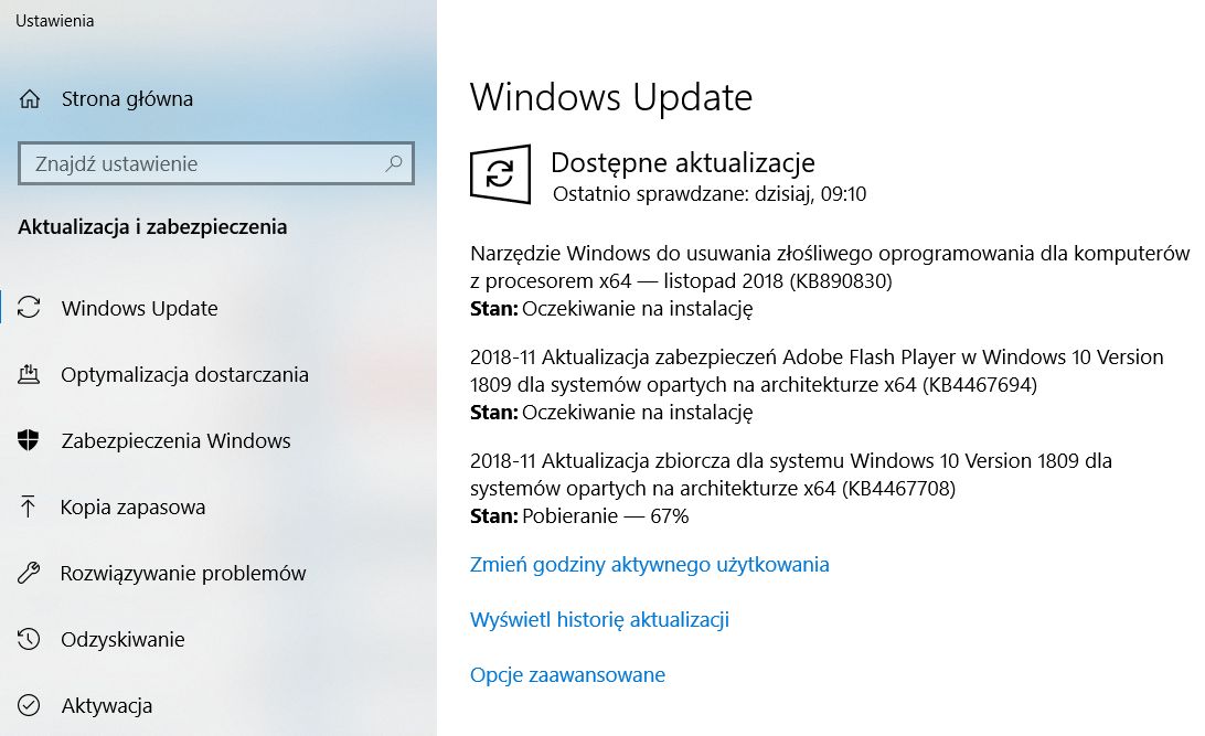 Listopadowe aktualizacje bezpieczeństwa Windowsa 10 są już dostępne za pośrednictwem Windows Update.