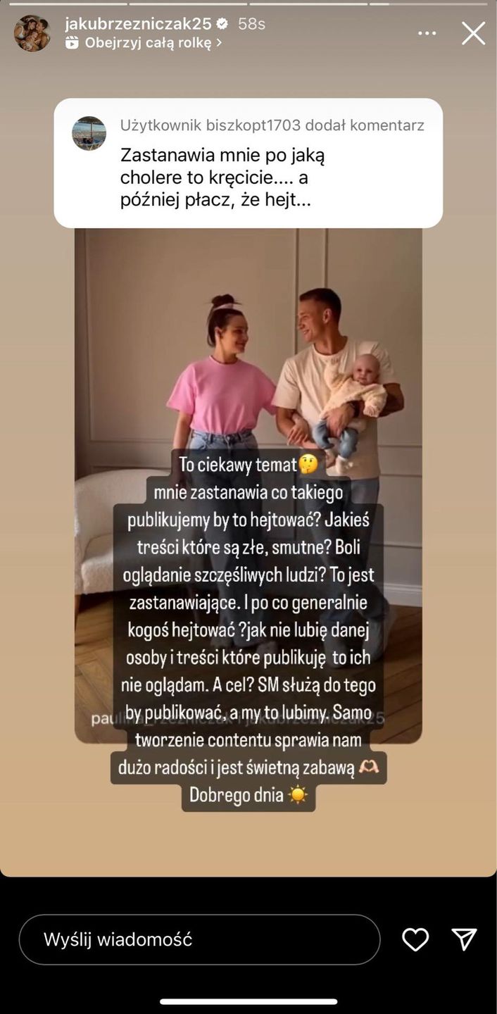Jakub Rzeźniczak odpowiedział na nieprzychylny komentarz
