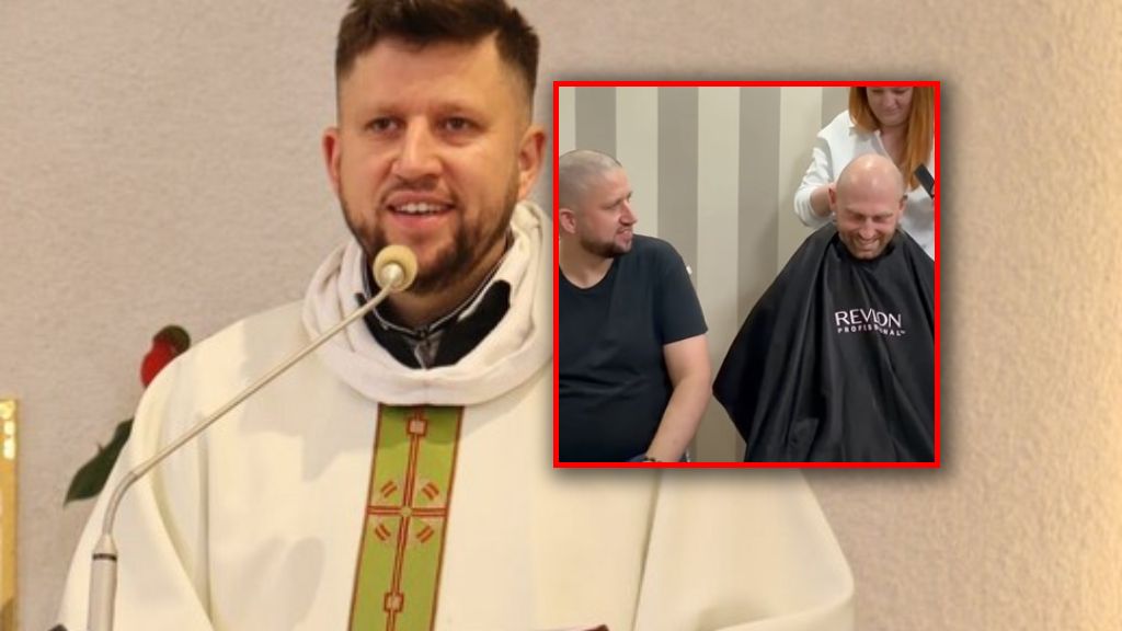 Ksiądz Grzegorz Chirk i Damian Żurek ogolili głowę na łyso