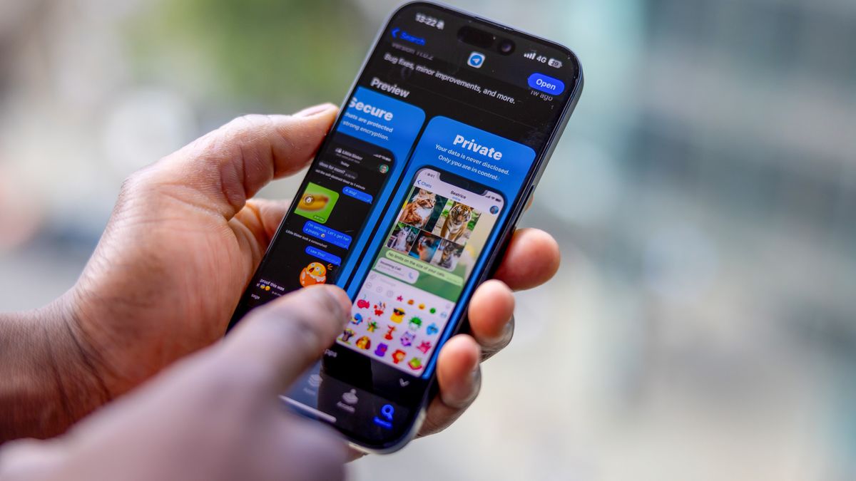 The Telegram messaging app on an App Store page on a mobile phone arranged in London, UK, on Thursday, Aug. 29, 2024. Pavel Durov, the chief executive officer of Telegram, was charged in France for complicity in the spread of sexual images of children and other crimes, in a rare example of a tech leader being held liable for the way their platform is used. Photographer: Betty Laura Zapata/Bloomberg via Getty Images