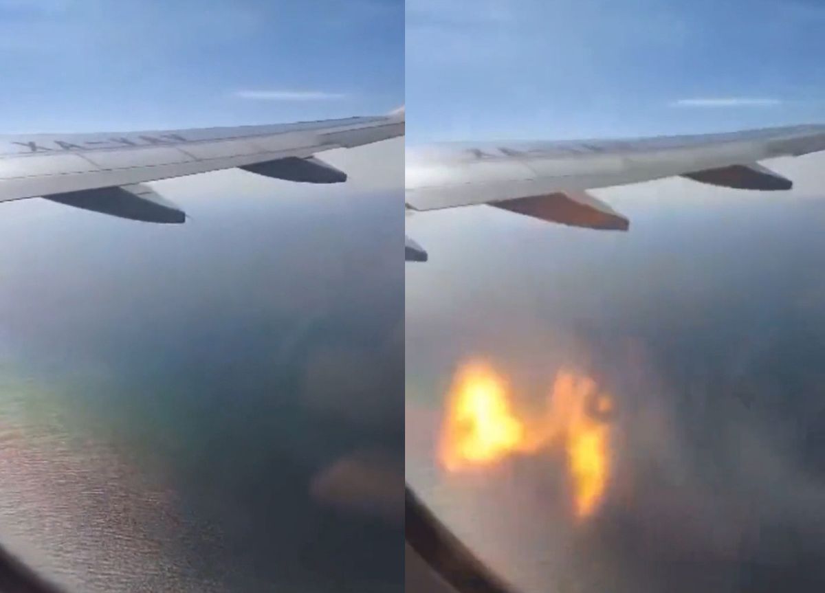 Pasażer samolotu uchwycił moment wybuchu silnika w Airbusie A320