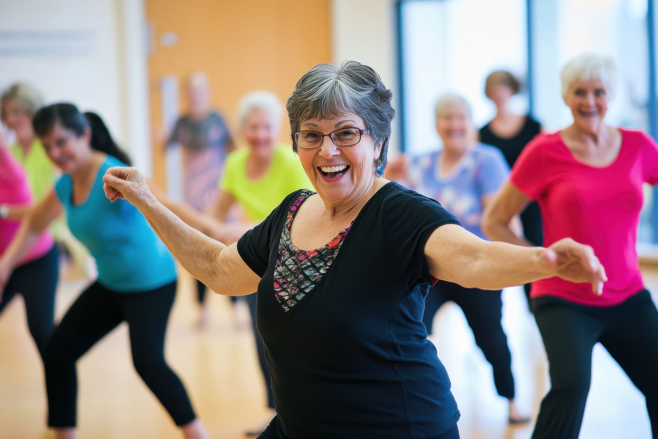 Seniors enjoy a lively dance class full of joy and movement in a bright studio
A vibrant group of seniors participates in a lively dance class, showcasing their enthusiasm and energy. The studio is filled with warm natural light, creating an inviting atmosphere. Participants wear colorful workout clothing, reflecting their joyful spirits while they follow the instructors movements. Laughter and smiles fill the room as they engage in the fun activity, promoting fitness and social interaction among friends.
seniors, dance, class, energy, smiles, fitness, movement, joyful, studio, colorful, exercise, group, activity, social, interaction, fun, instructor, warm, light, health, community, friends, older, adults, dancing, workout, instruction, happiness, engagement, rhythm, atmosphere, creativity, enjoyment, laughter, local, lively, choreography, clothing, active, healthy, lifestyle, body, physical, connection, wellness, harmony, seniors, dance, class, energy, smiles, fitness, movement, joyful, studio, colorful, exercise, group, activity, social, interaction, fun, instructor, warm, light, health, community, friends, older, adults, dancing, workout, instruction, happiness, engagement, rhythm, atmosphere, creativity, enjoyment, laughter, local, lively, choreography, clothing, active, healthy, lifestyle, body, physical, connection, wellness, harmony