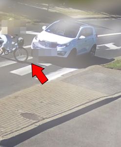 Groźny wypadek w Łukowie. Kamera nagrała moment potrącenia rowerzystki na pasach