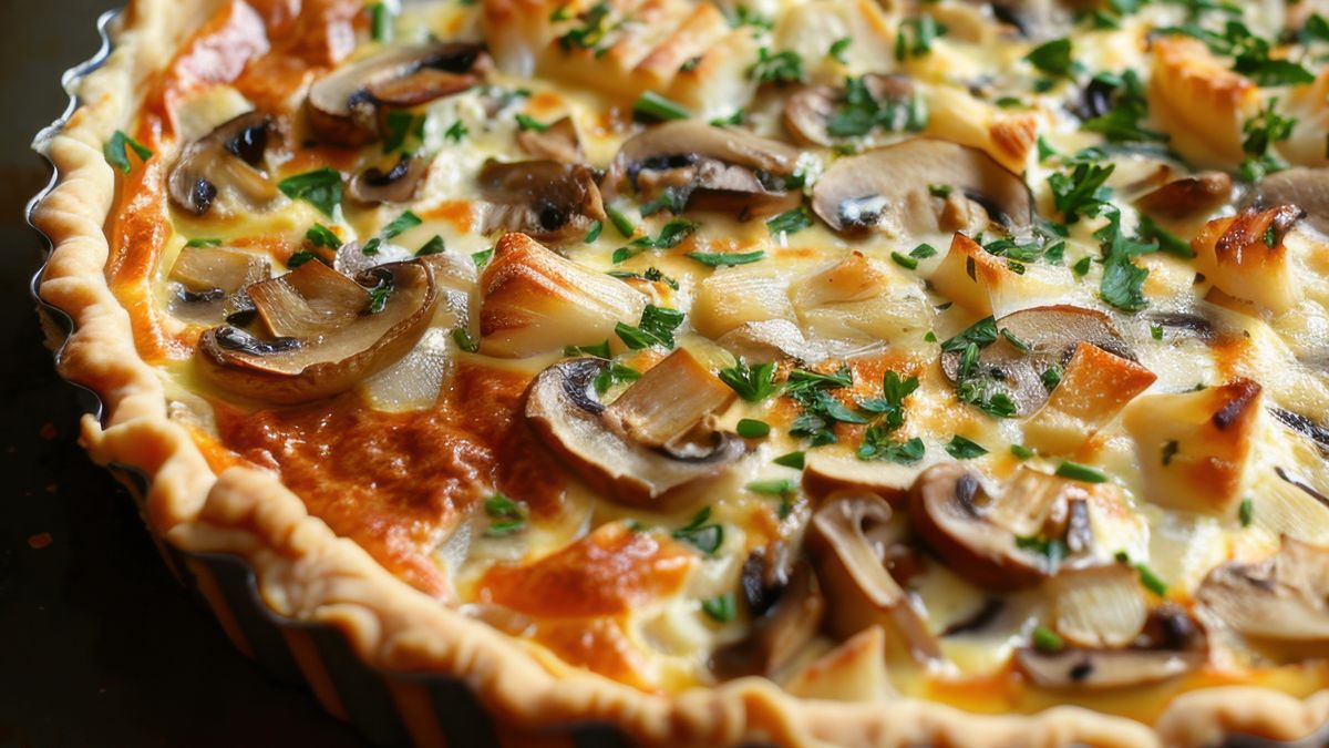 Placek z pieczarkami idealny na obiad lub kolację
