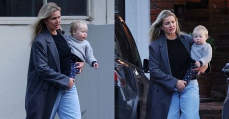 52-letnia Cameron Diaz maszeruje z rocznym synem do restauracji