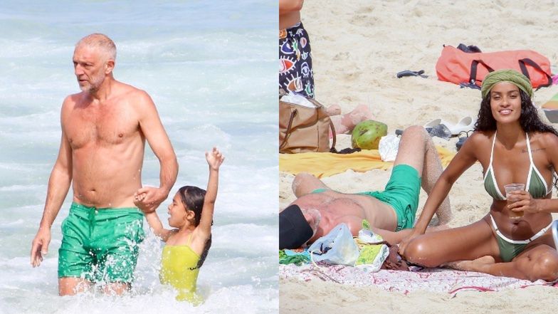 58-letni Vicent Cassel relaksuje się na plaży w Rio z młodszą o TRZY DEKADY ukochaną i 6-letnią córką