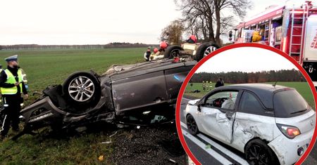 Dachowanie na drodze krajowej nr 22. Jedna osoba ranna po porannym wypadku