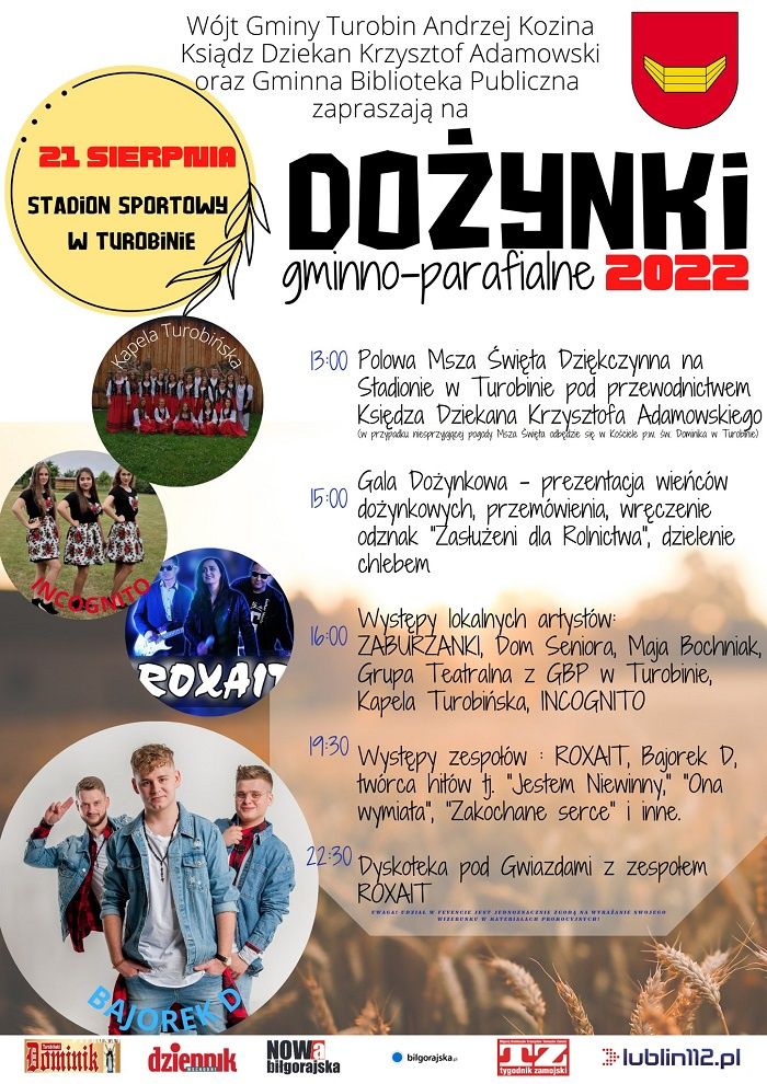 Dożynki Gminy Turobin 2022 - program
