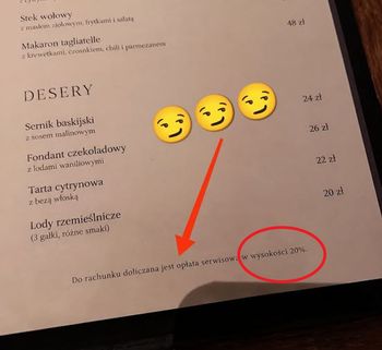 Spojrzał na menu i zrezygnował z obiadu. Oburzyła go wysokość opłaty