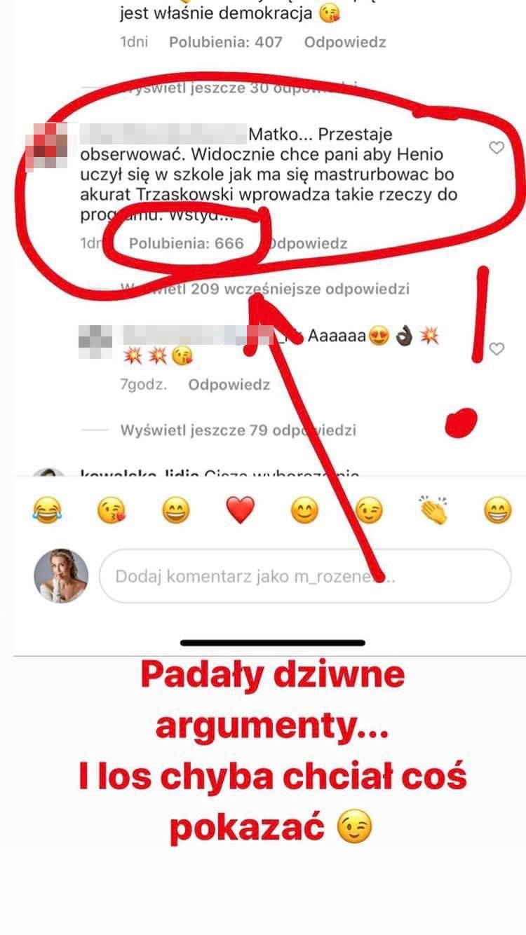 Małgorzata Rozenek odpiera ataki fanów