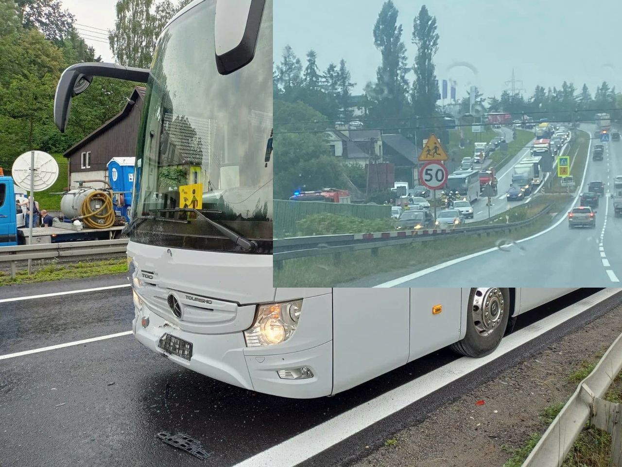 Wypadek autobusu z dziećmi na Zakopiance