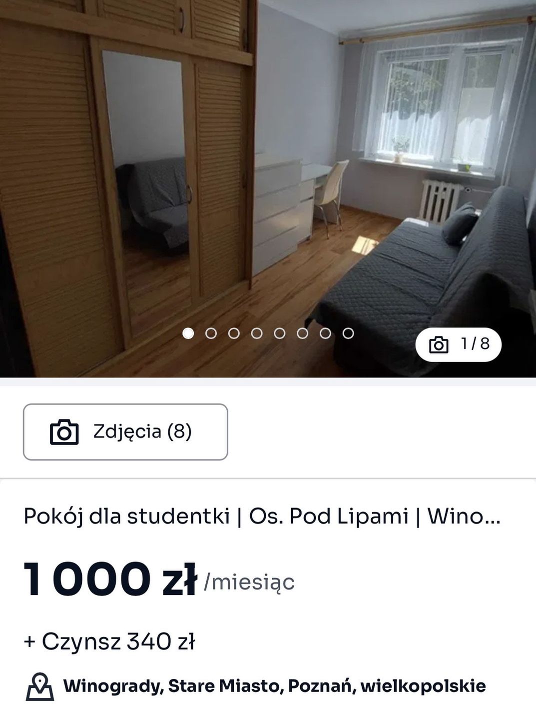Oferta wynajmu pokoju w Poznaniu