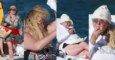 Katarzyna Niezgoda raczy się kawą, brzoskwinią i lekturą na plaży w Jastarni (ZDJĘCIA)