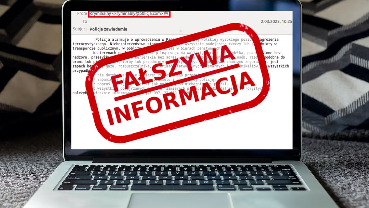 Policja ostrzega przed wiadomościami z fałszywą informacją.