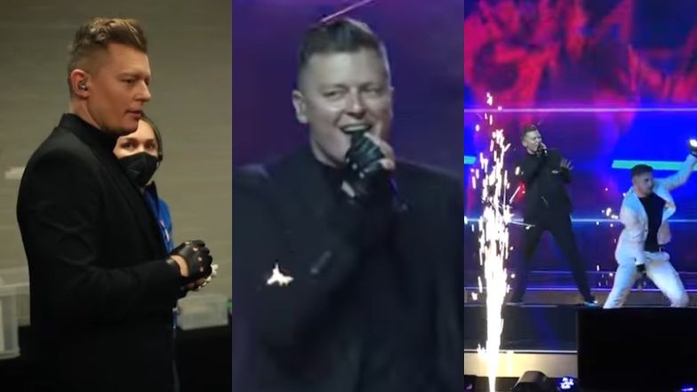 Rafał Brzozowski podczas pierwszej próby na scenie Eurowizji 2021 