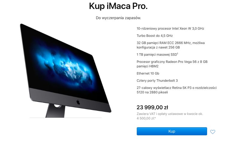 Apple iMac Pro - dostępny do wyczerpania zapasów