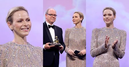 Odziana w błyszczącą suknię księżna Charlene zdobyła się na UŚMIECH, i to mimo obecności męża na gali (ZDJĘCIA)