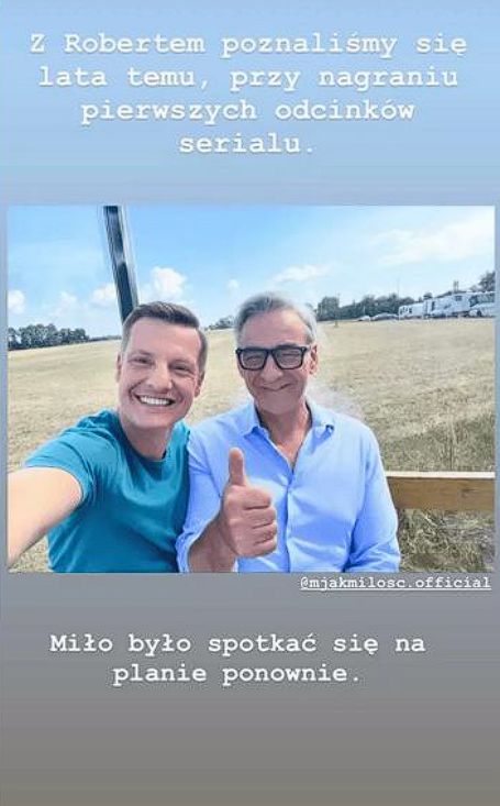 Rafał Mroczek i Robert Gonera na planie "M jak miłość"