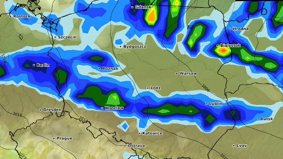 Mapa pogodowa dla Polski, źródło: wxcharts.com