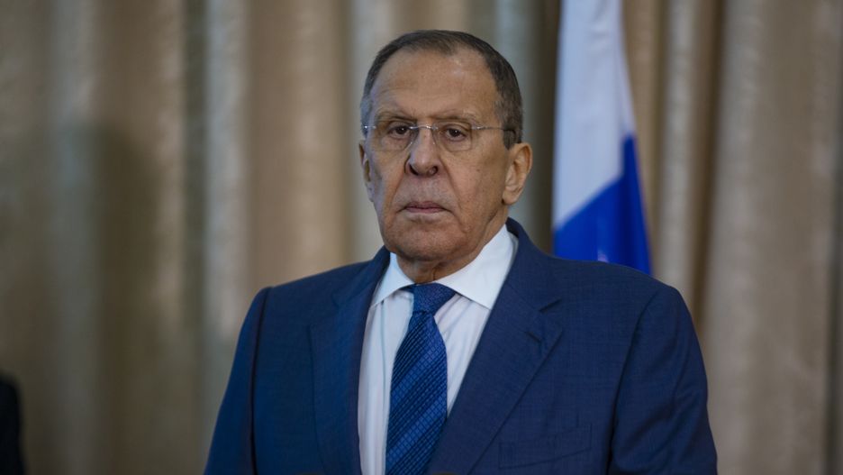 KHARTOUM, SUDAN - FEBRUARY 9: Russian Foreign Minister Sergey Lavrov and Sudanese Foreign Minister Ali Al Sadiq hold a joint news conference in Sudan on February 9, 2023. (Photo by Mahmoud Hjaj/Anadolu Agency via Getty Images)