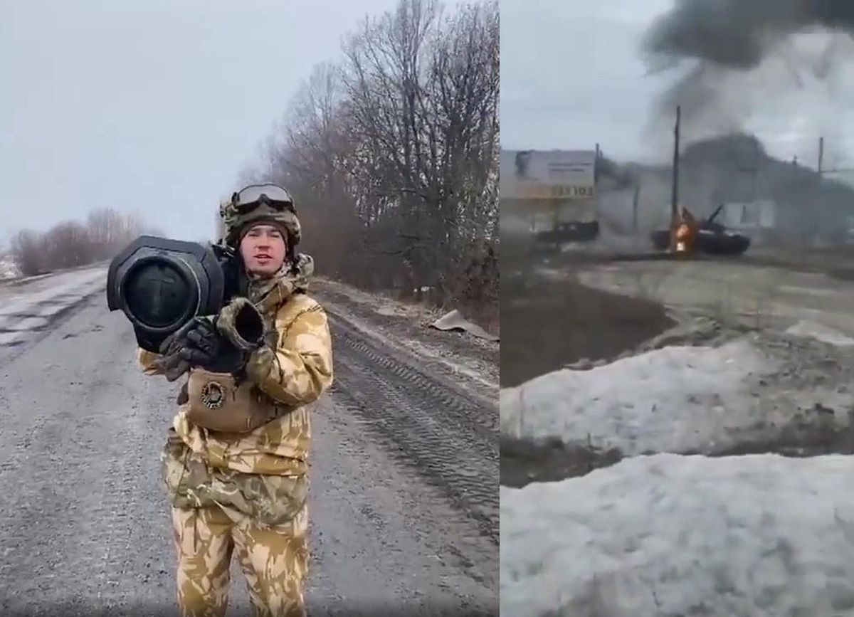 Inwazja na Ukrainę. Nowa broń przeciwpancerna podnosi morale obrońców. Niektórzy nagrywają filmy wygrażając Rosjanom