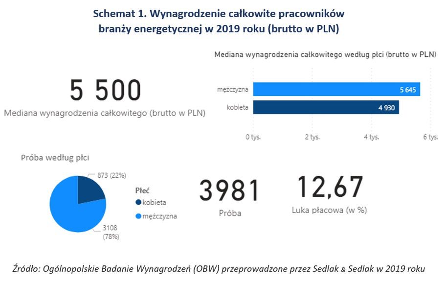 Wynagrodzenie całkowite pracowników branży energetycznej w 2019 roku 
