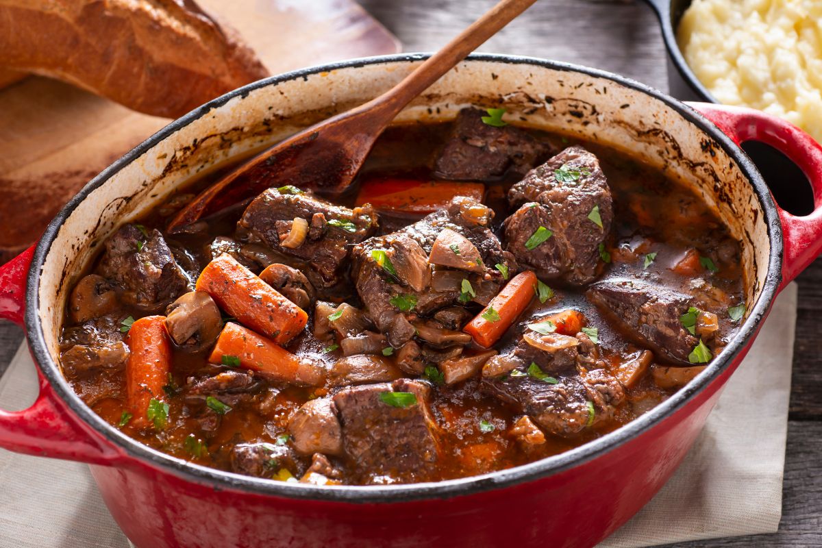 Beef bourguignon is a French delicacy