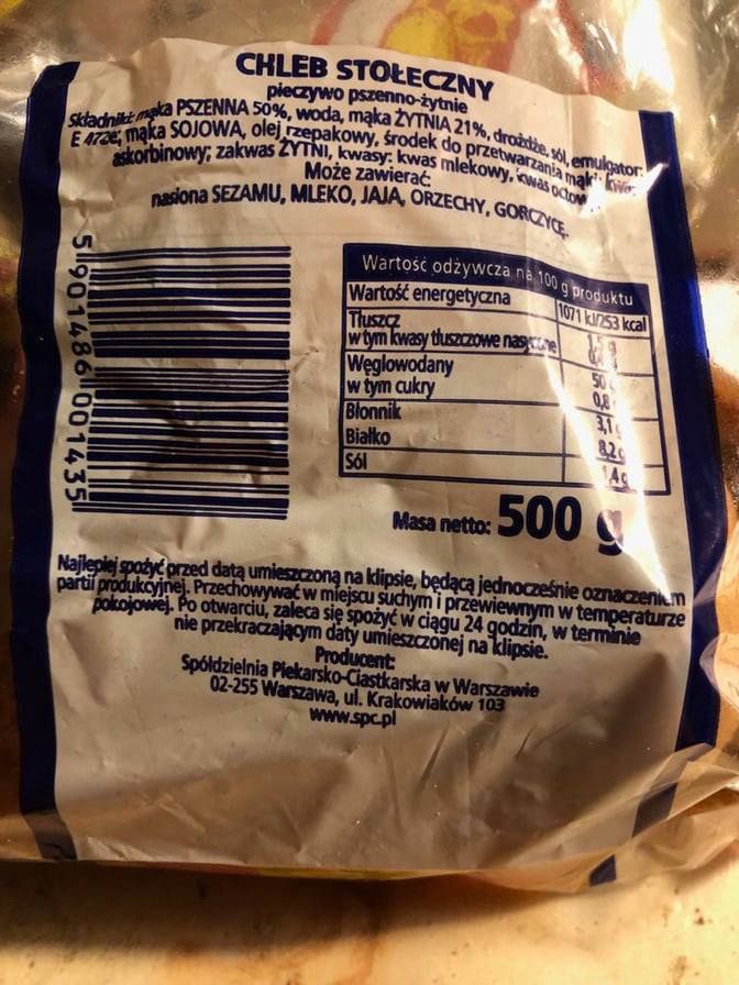 Zdjęcie chleba, które przesłał poseł Marek Suski