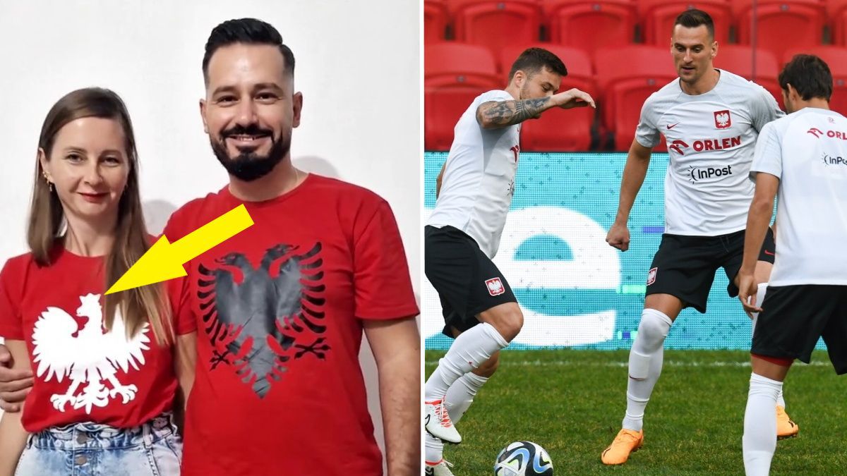 Na zdjęciu: polsko-albańska rodzina po lewej, piłkarze reprezentacji Polski po prawej